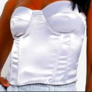 Silver Satin Corset Top Size L